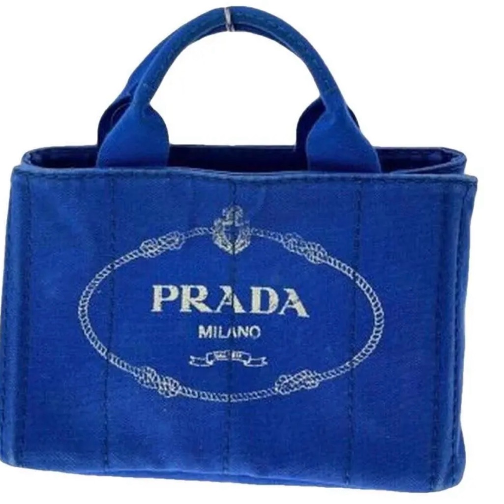 Authentic Cobalt Blue Prada Canapa With Guarantee Card